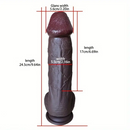 9.64in Ebony Real Large Dildo Silicone Soft Women Fake Penis Anal Sex Toy