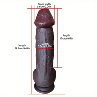 9.64in Ebony Real Large Dildo Silicone Soft Women Fake Penis Anal Sex Toy
