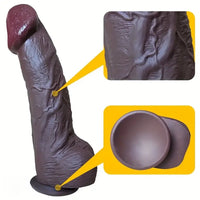 9.64in Ebony Real Large Dildo Silicone Soft Women Fake Penis Anal Sex Toy