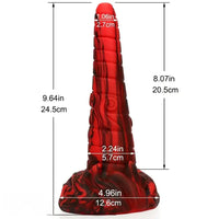 9.64in Large Silicone Unisex Red Tapered Soft Fantasy Anal Plug Dildo