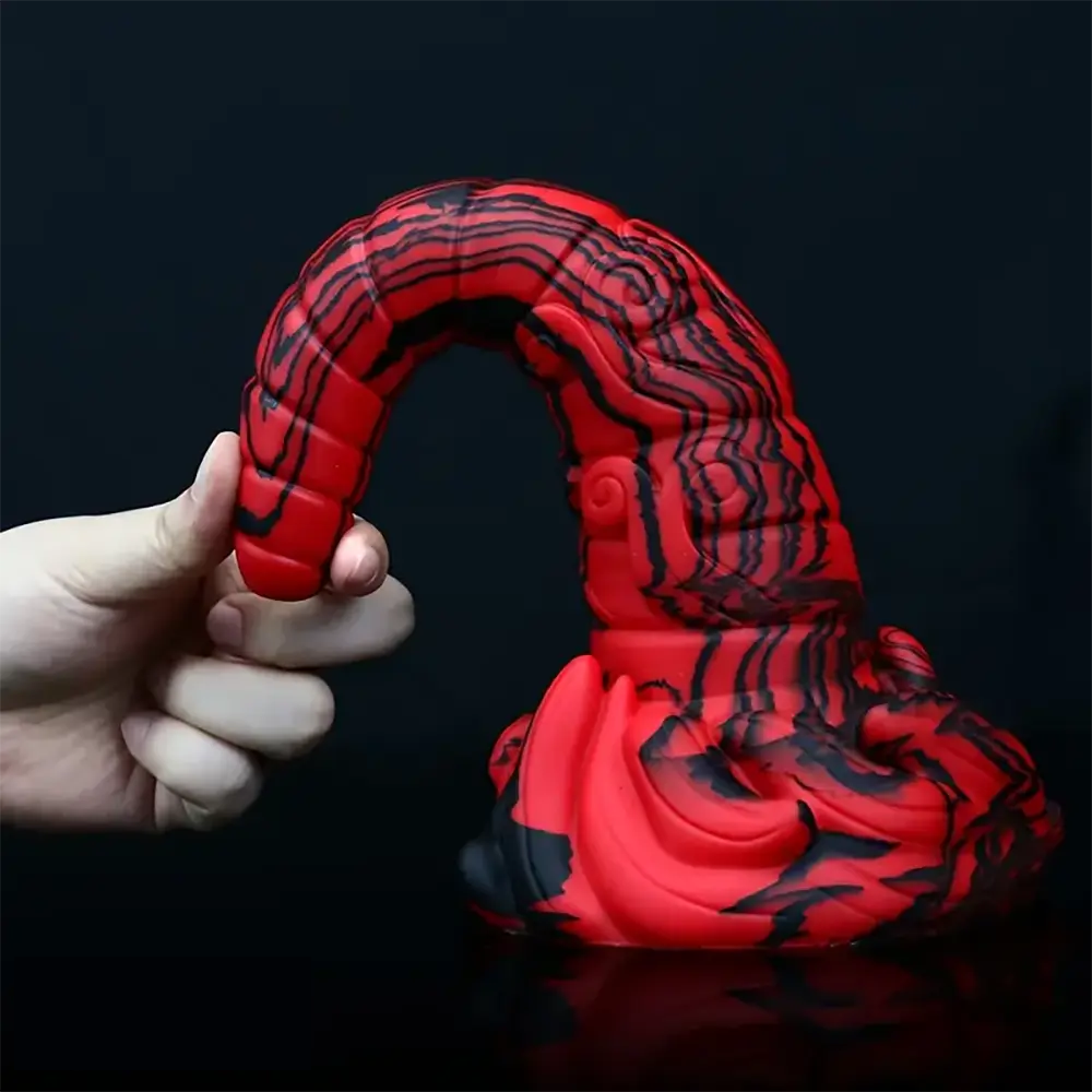 9.64in Large Silicone Unisex Red Tapered Soft Fantasy Anal Plug Dildo
