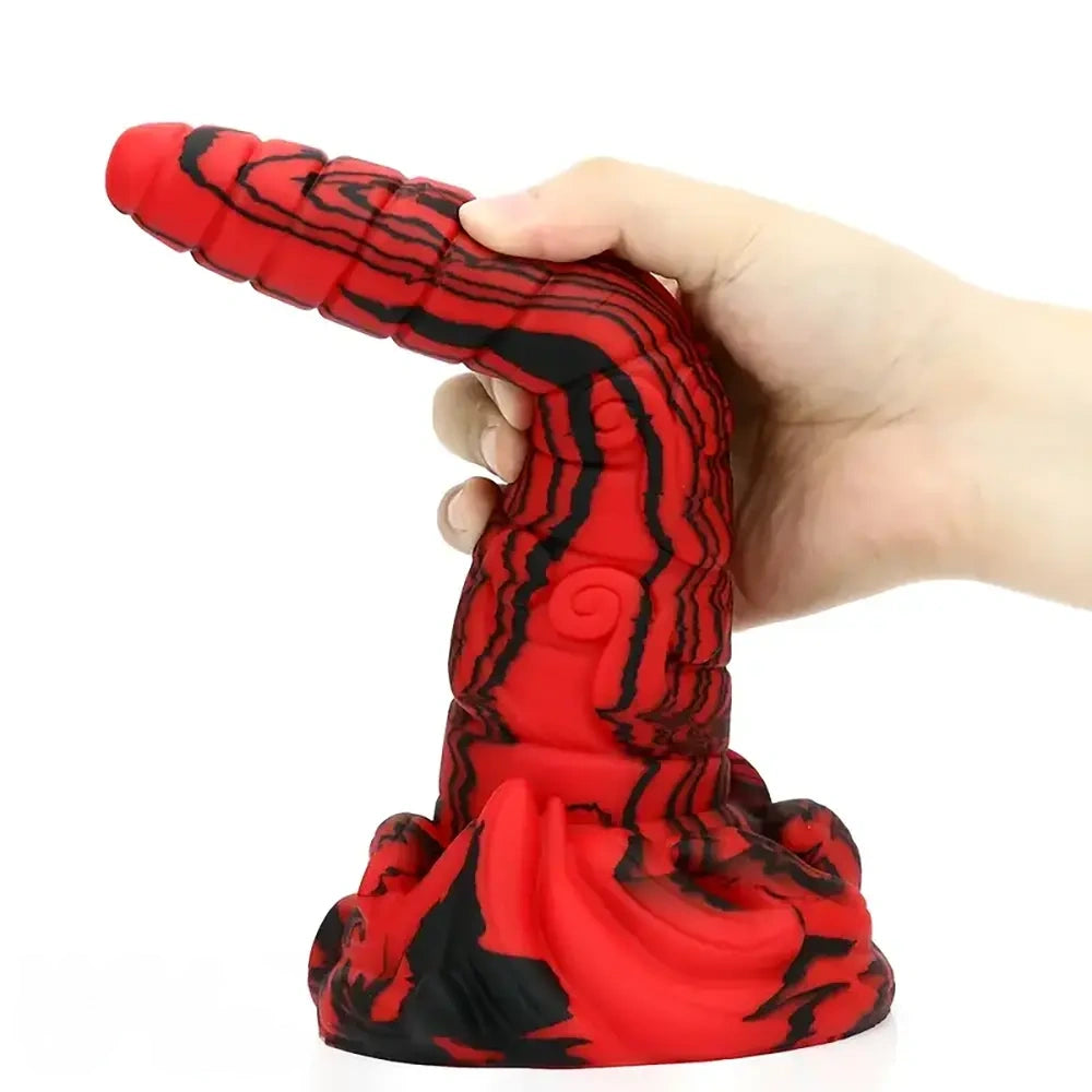 9.64in Large Silicone Unisex Red Tapered Soft Fantasy Anal Plug Dildo