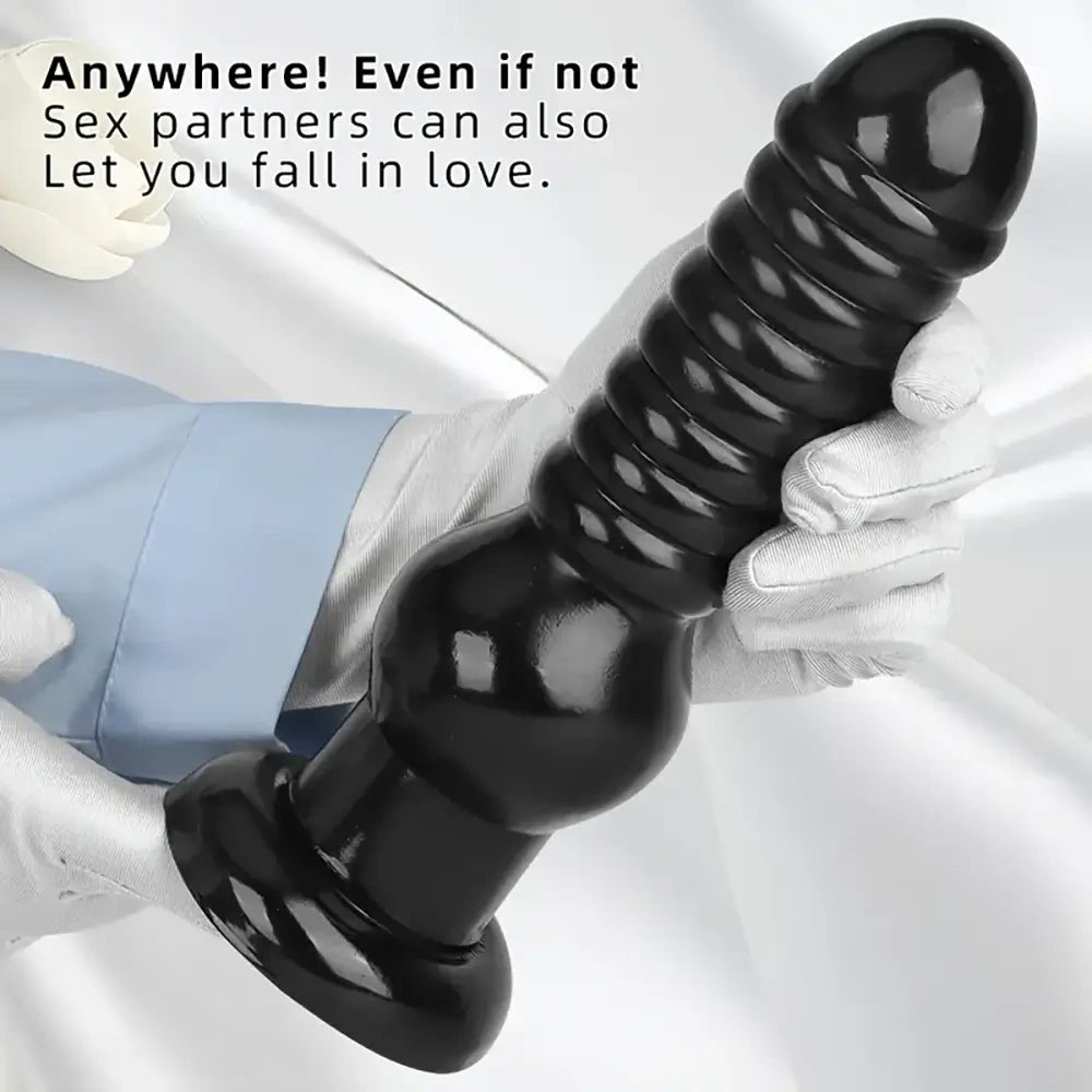 9.64in Rubber Real Big Black Dildo Butt Expander For Couples Sex