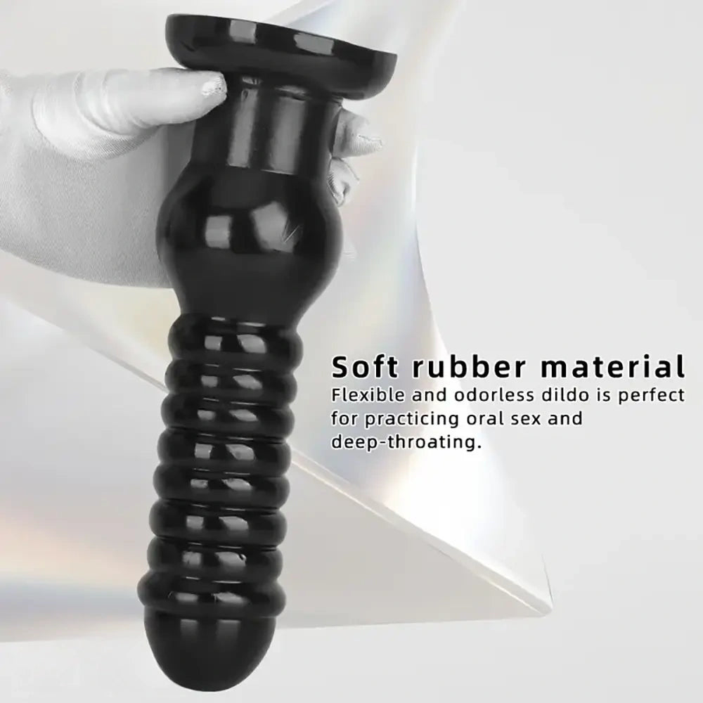 9.64in Rubber Real Big Black Dildo Butt Expander For Couples Sex
