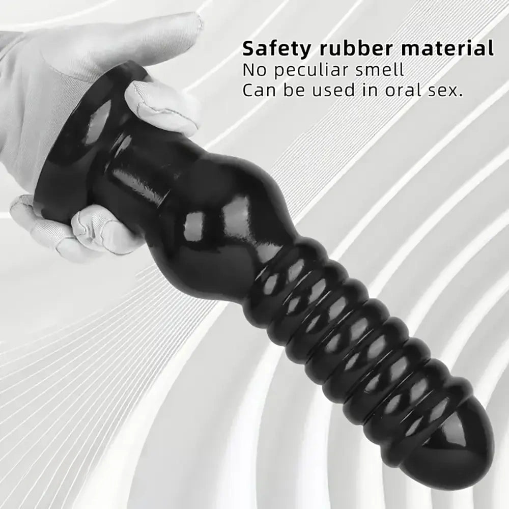 9.64in Rubber Real Big Black Dildo Butt Expander For Couples Sex