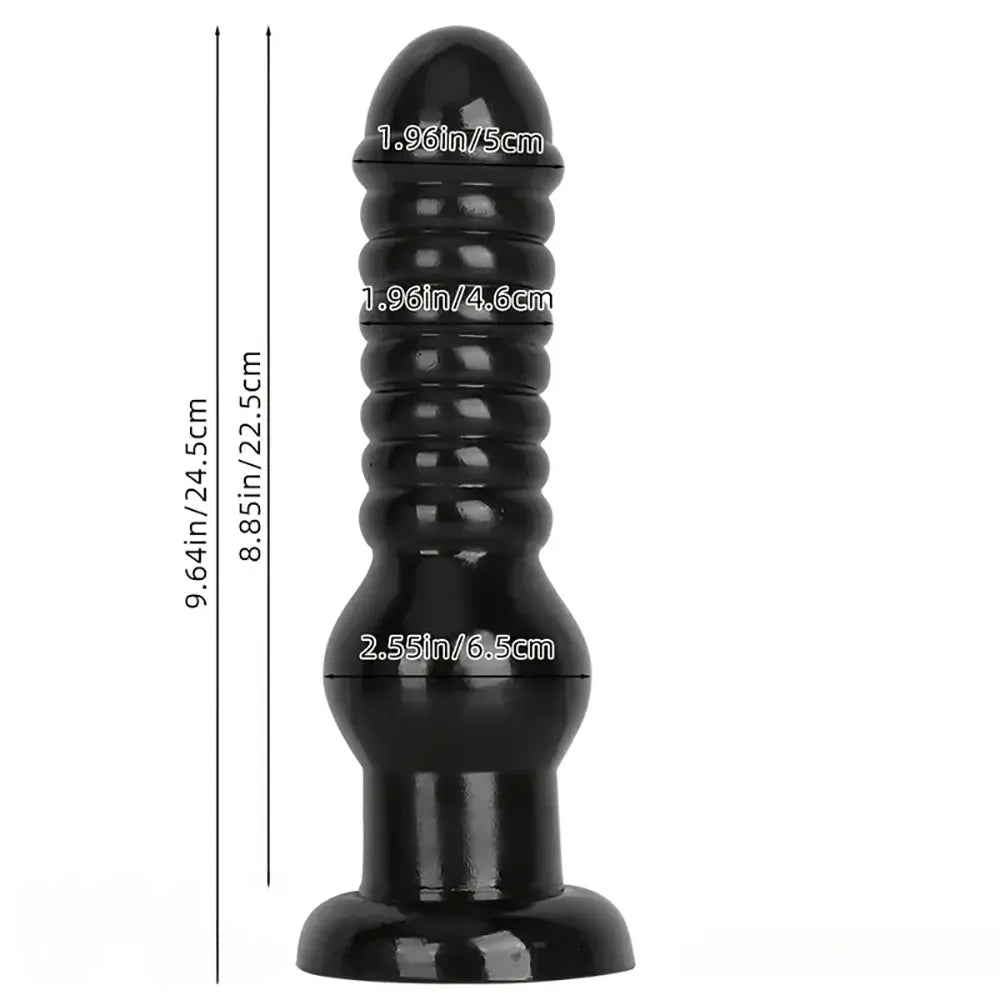 9.64in Rubber Real Big Black Dildo Butt Expander For Couples Sex