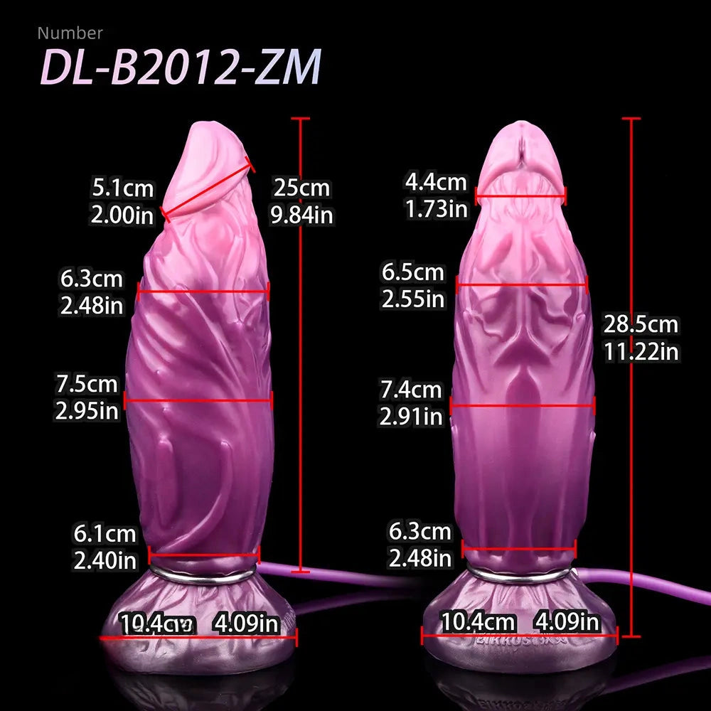 9.64in Squeezing Inflatable Alien Penis Fantasy Odd Silicone Dildo For Clit