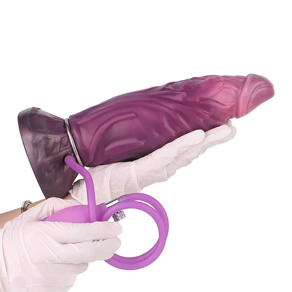 9.64in Squeezing Inflatable Alien Penis Fantasy Odd Silicone Dildo For Clit
