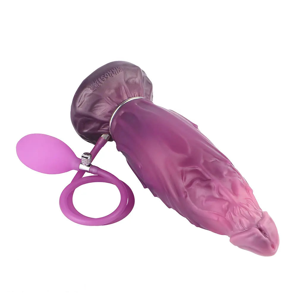 9.64in Squeezing Inflatable Alien Penis Fantasy Odd Silicone Dildo For Clit