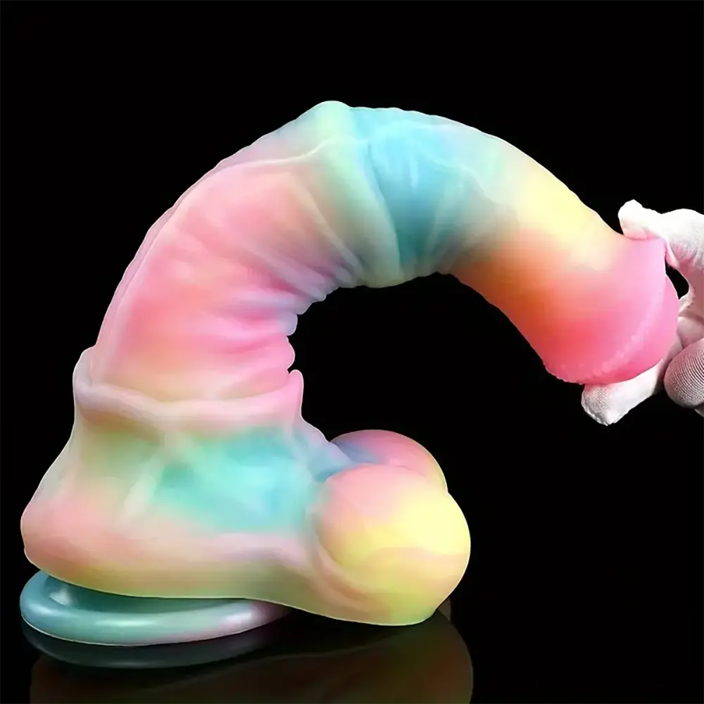 9.65in 11.02in 12.6in Rainbow Luminous Large Horse Silicone Soft Dildo