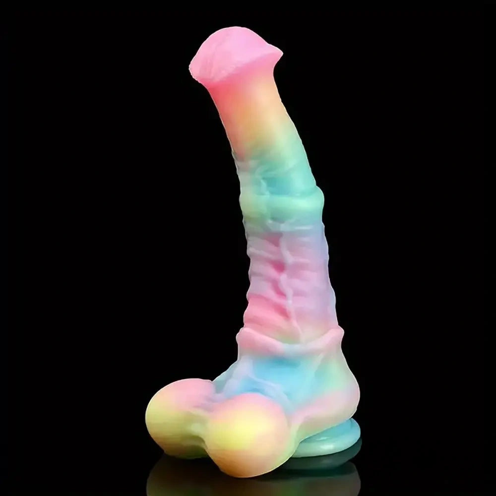 9.65in 11.02in 12.6in Rainbow Luminous Large Horse Silicone Soft Dildo