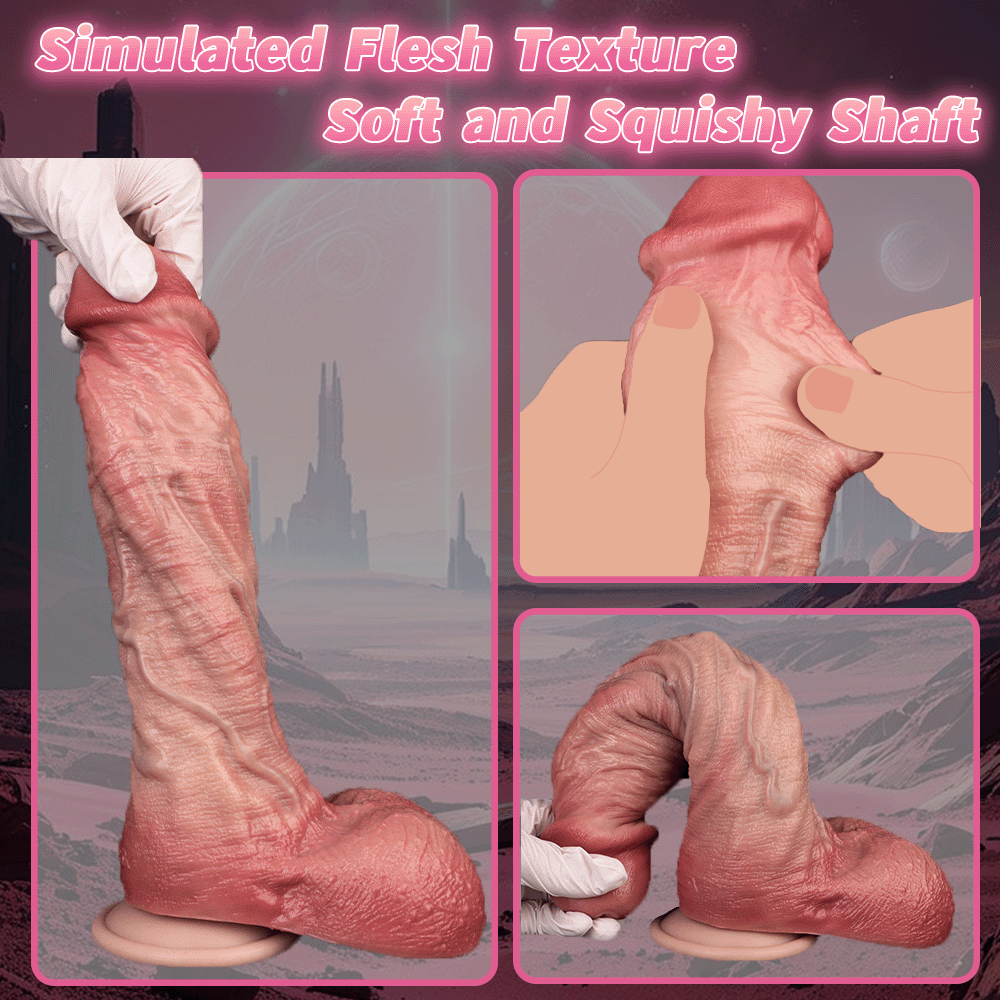 9.65in Double-layer Liquid Silicone Skin-like Soft Dildo For Couples Play
