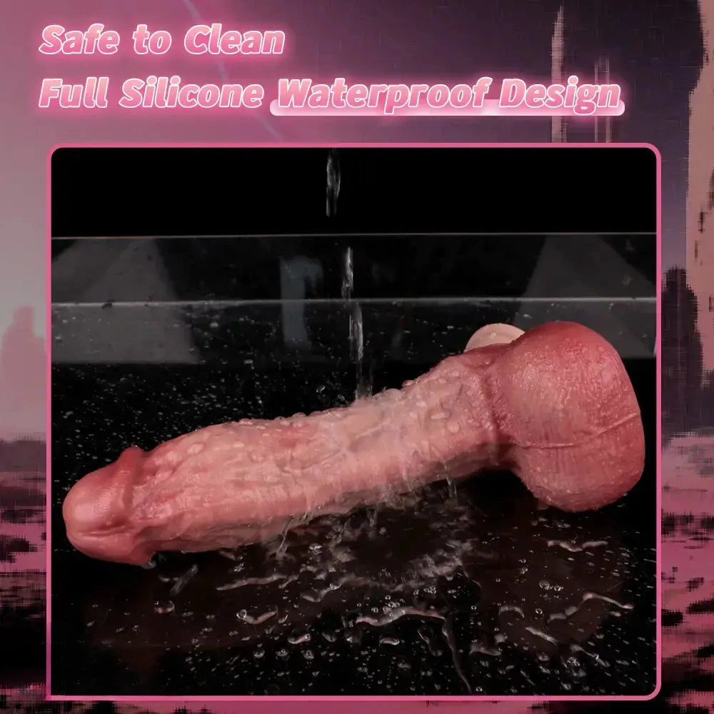 9.65in Double-layer Liquid Silicone Skin-like Soft Dildo For Couples Play