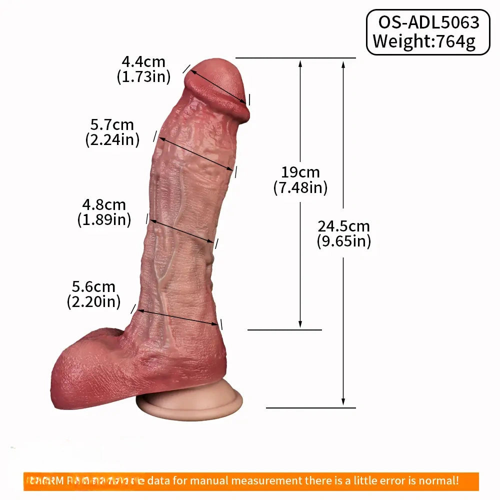 9.65in Double-layer Liquid Silicone Skin-like Soft Dildo For Couples Play