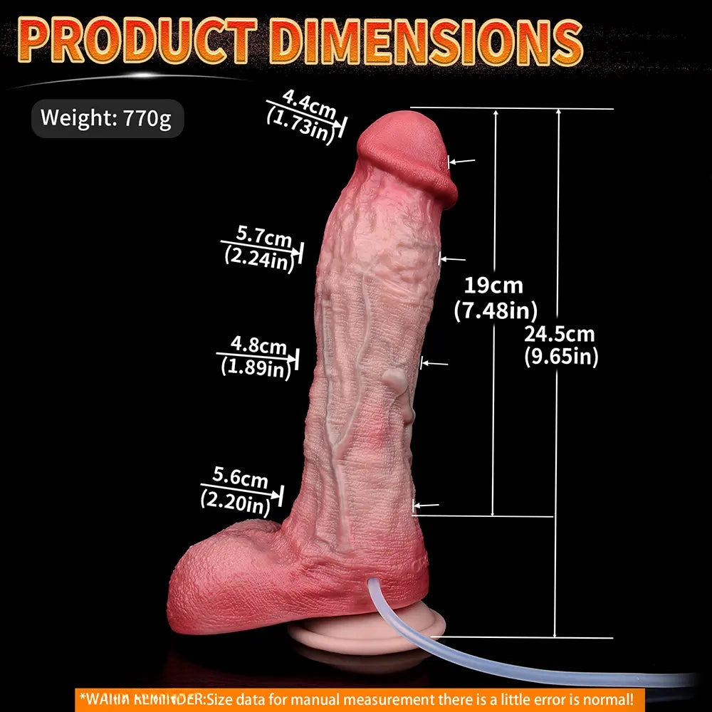 9.65in Dual Density Silicone Ejaculating Dildo Cock Tool For Jerking Off