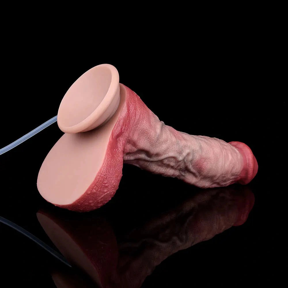 9.65in Dual Density Silicone Ejaculating Dildo Cock Tool For Jerking Off