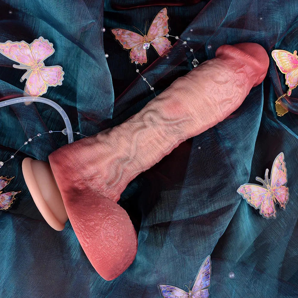 9.65in Dual Density Silicone Ejaculating Dildo Cock Tool For Jerking Off