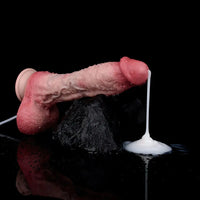9.65in Dual Density Silicone Ejaculating Dildo Cock Tool For Jerking Off