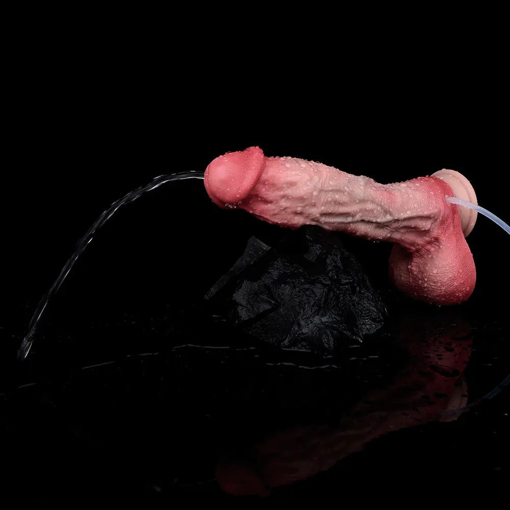 9.65in Dual Density Silicone Ejaculating Dildo Cock Tool For Jerking Off