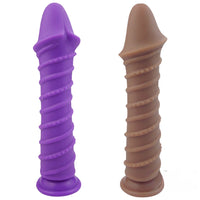 9.65in Flexible Waterproof Dildo With Spiral Threads