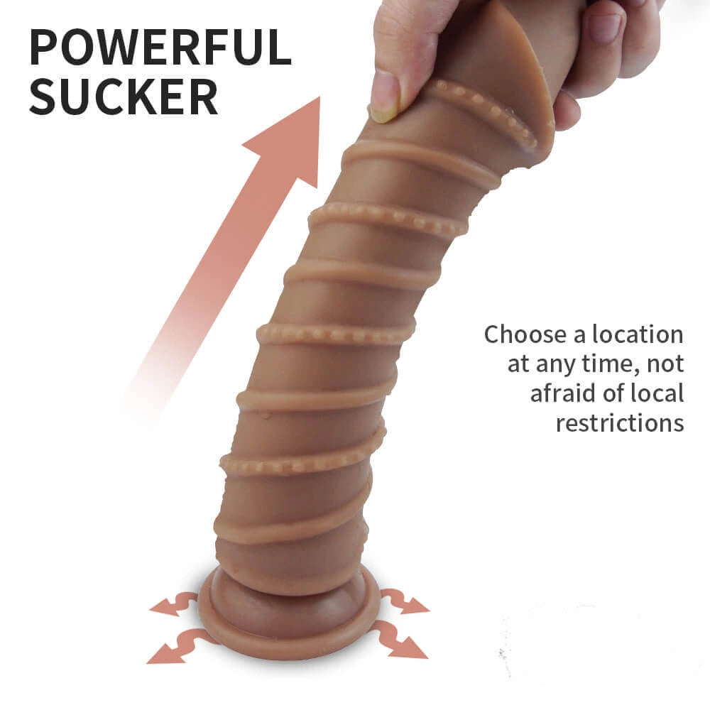 9.65in Flexible Waterproof Dildo With Spiral Threads
