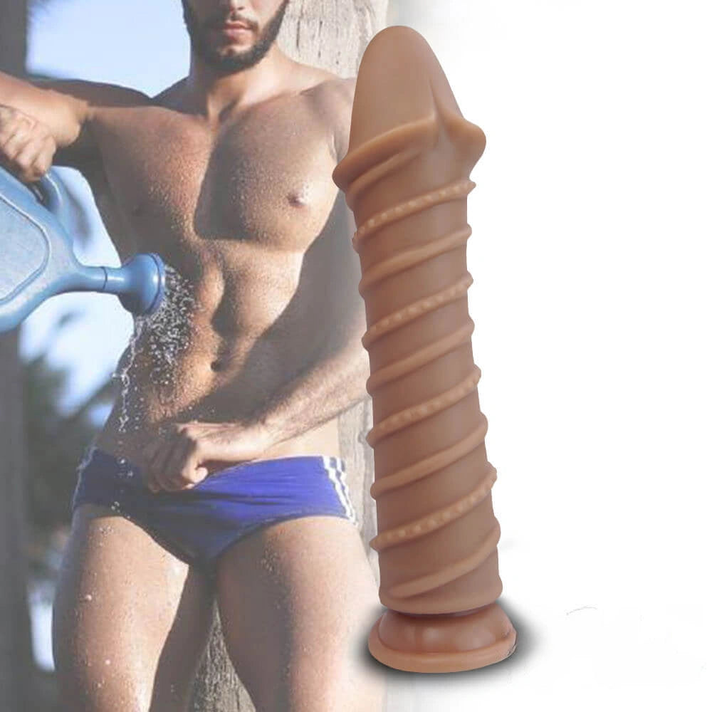 9.65in Flexible Waterproof Dildo With Spiral Threads