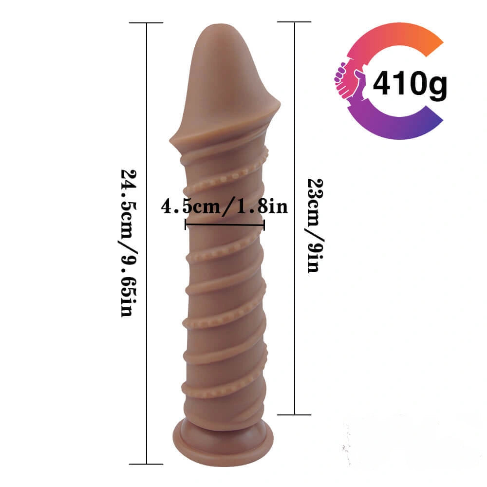 9.65in Flexible Waterproof Dildo With Spiral Threads