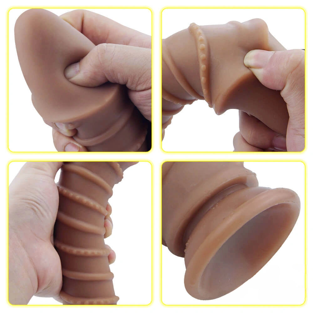 9.65in Flexible Waterproof Dildo With Spiral Threads