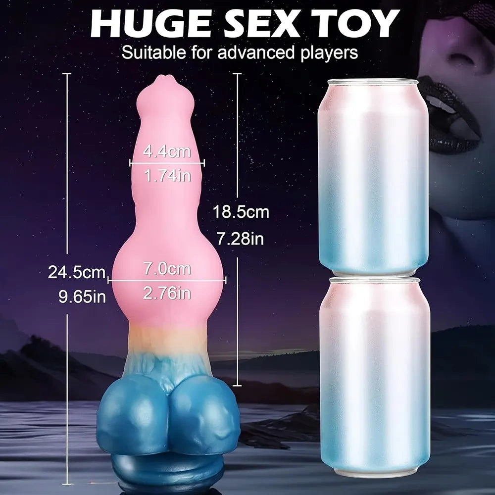 9.65in Monster Dog Knot Large Animal Wolf Silicone Soft Dildo For Anus