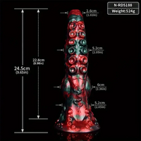 9.65in Silicone Big Soft Thick Tentacle Octopus Monster Dildo Sex Toy