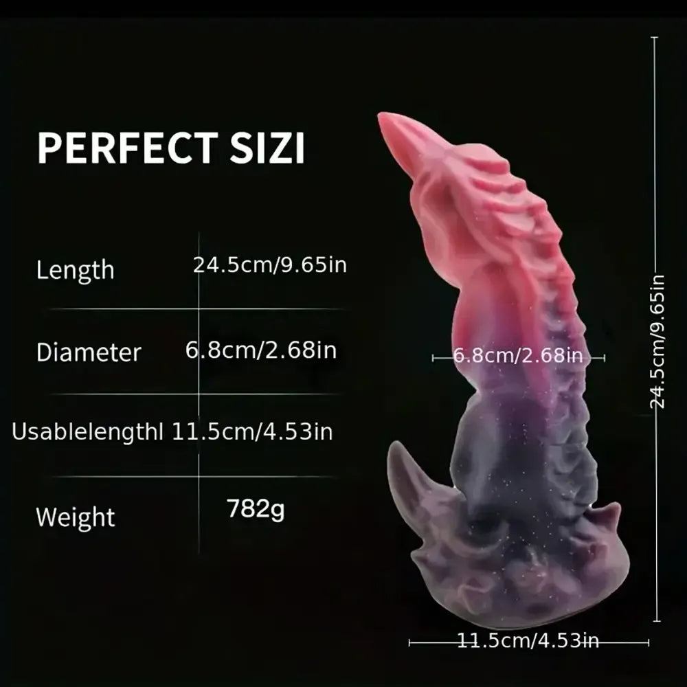 9.65in Silicone Dragon Starry Color Big Soft Dildo For Women Men Couples