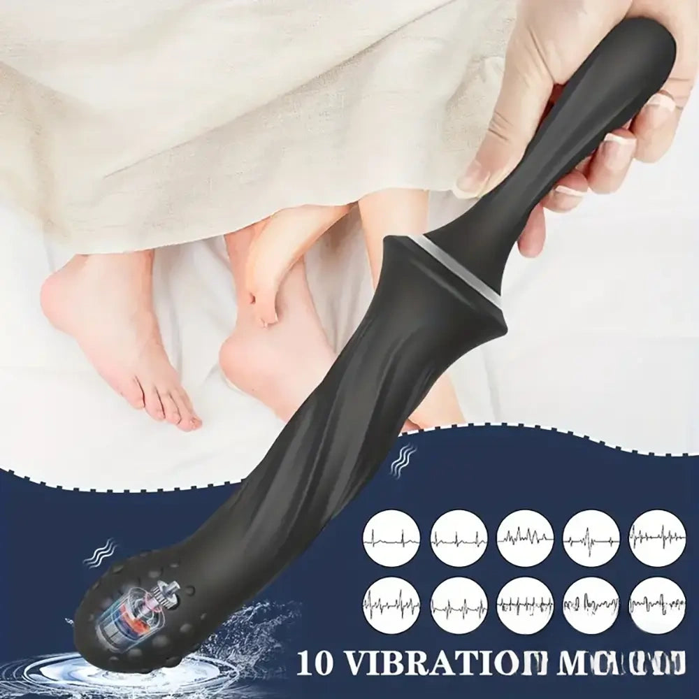 9.65in Silicone Soft Vibrating Dildo With Handle For G-spot Stimulator