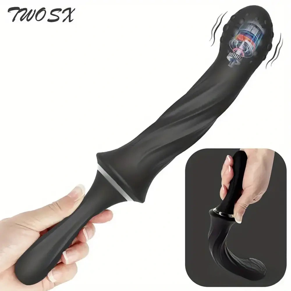 9.65in Silicone Soft Vibrating Dildo With Handle For G-spot Stimulator