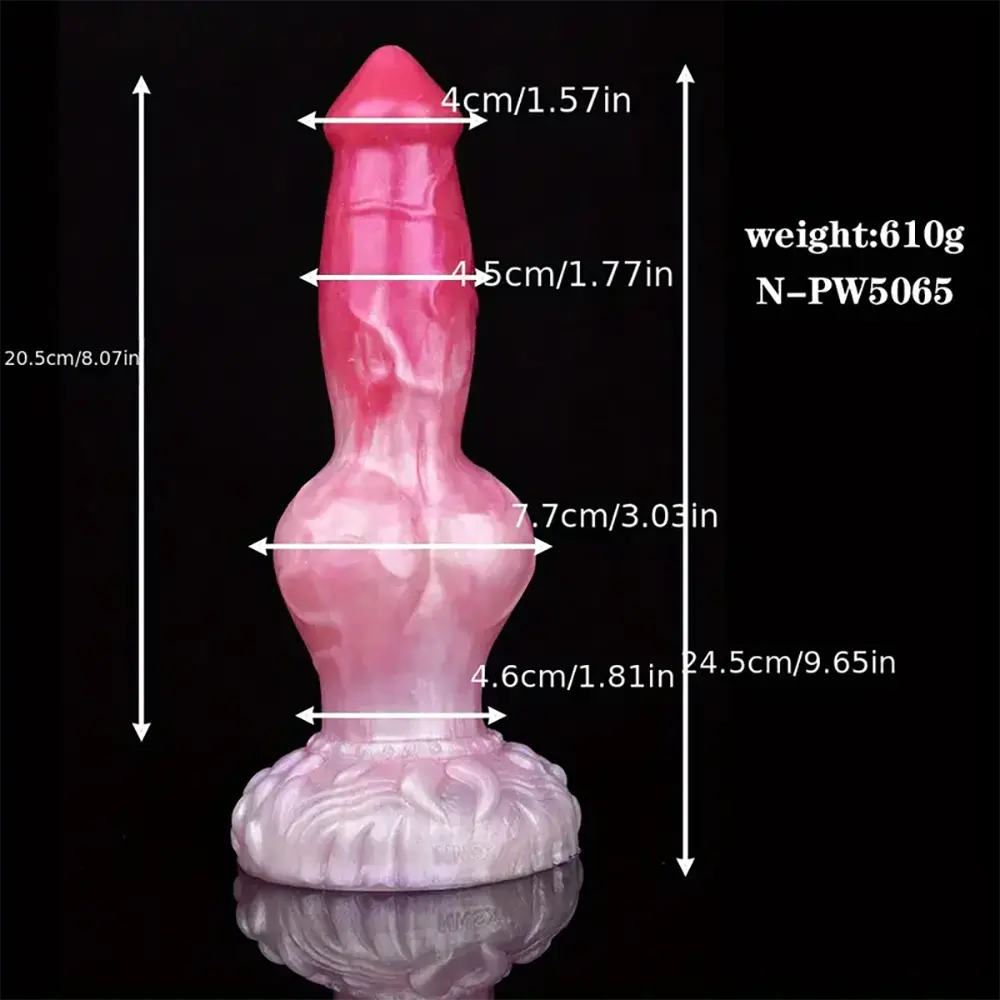 9.65in Unisex Big Dog Knot Silicone Soft Dildo For Prostate Vaginal Massage