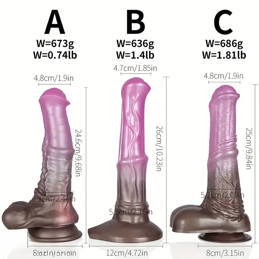 9.68in 9.84in 10.23in Soft Silicone Animal Horse Big Cock Dildo For Sex