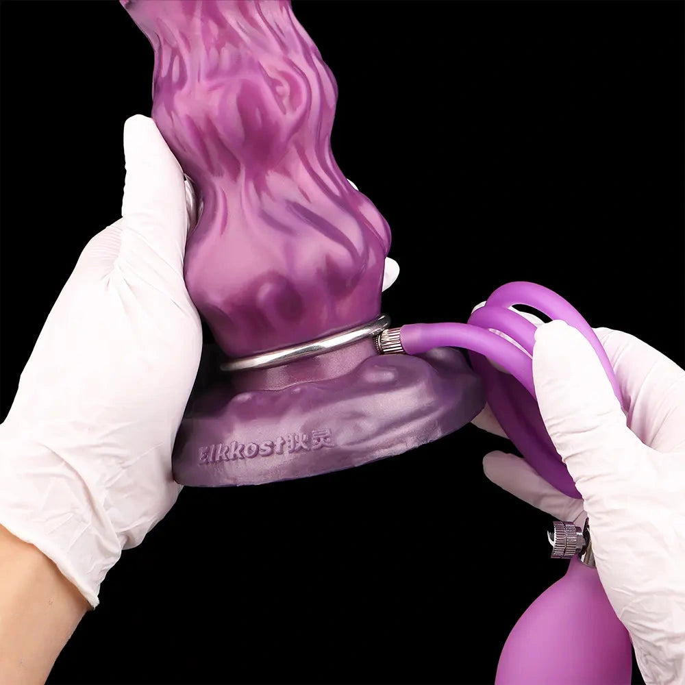 9.68in Inflatable Silicone Soft Big Fantasy Odd Dildo Penis Simulator