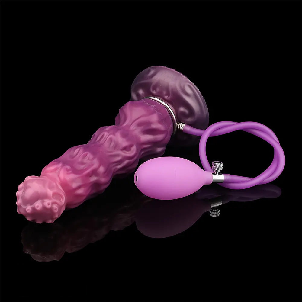 9.68in Inflatable Silicone Soft Big Fantasy Odd Dildo Penis Simulator