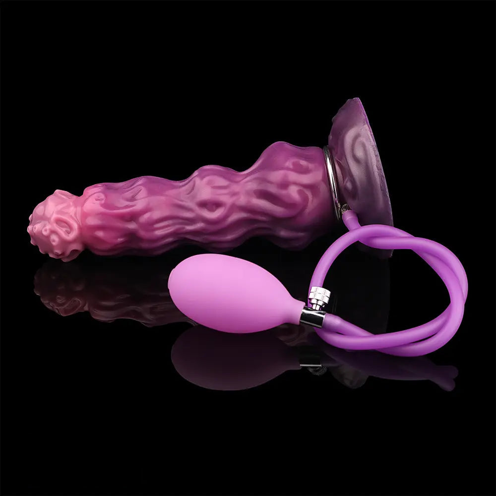 9.68in Inflatable Silicone Soft Big Fantasy Odd Dildo Penis Simulator