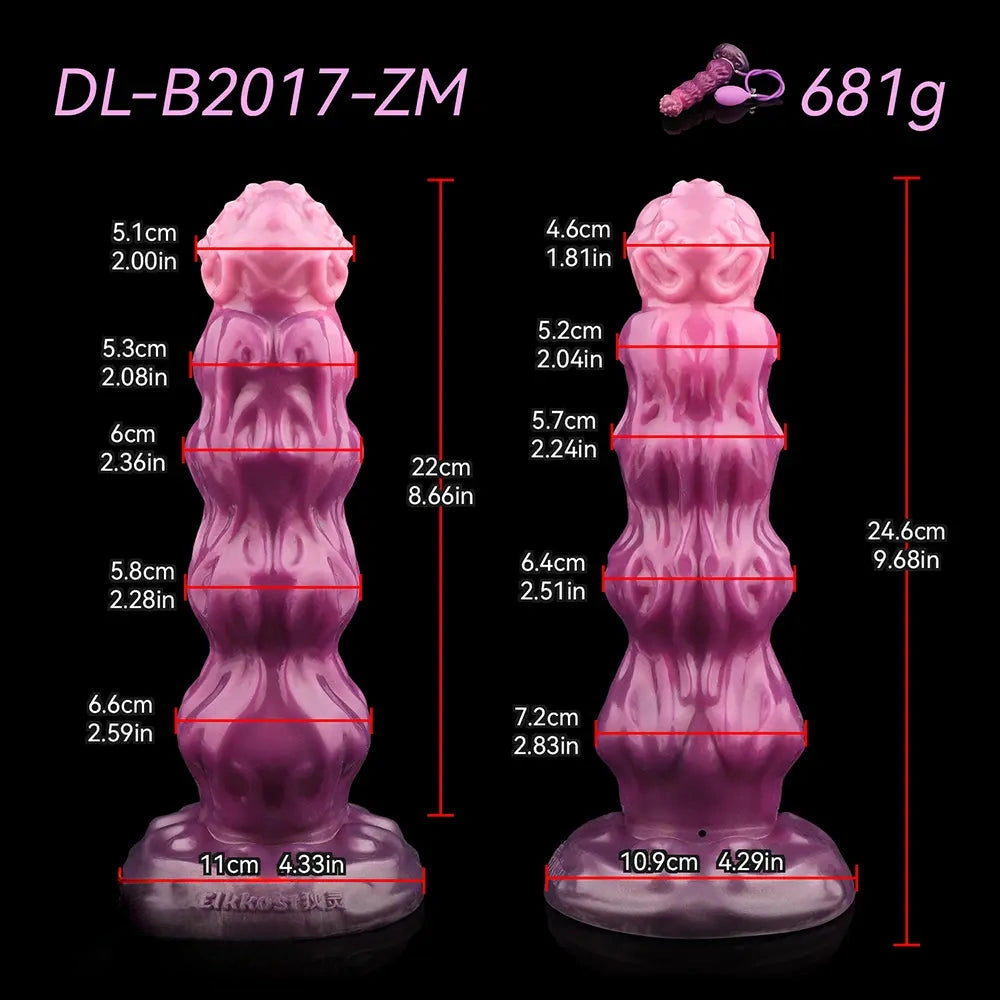 9.68in Inflatable Silicone Soft Big Fantasy Odd Dildo Penis Simulator