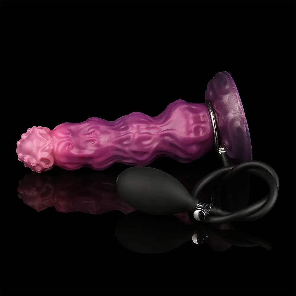 9.68in Inflatable Silicone Soft Big Fantasy Odd Dildo Penis Simulator