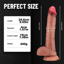 9.69in Asian Tender Penis Real Large Dildo Female Masturbator