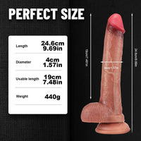 9.69in Asian Tender Penis Real Large Dildo Female Masturbator