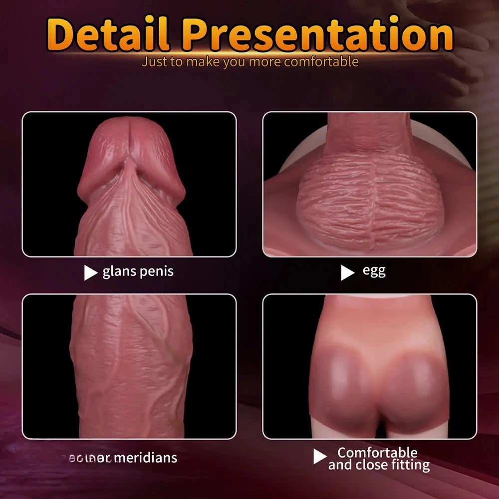 9.6in Hollow Leather Pants Strap on Dildo Liquid Silicone Dildo Sex Toy