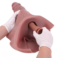 9.6in Hollow Leather Pants Strap on Dildo Liquid Silicone Dildo Sex Toy