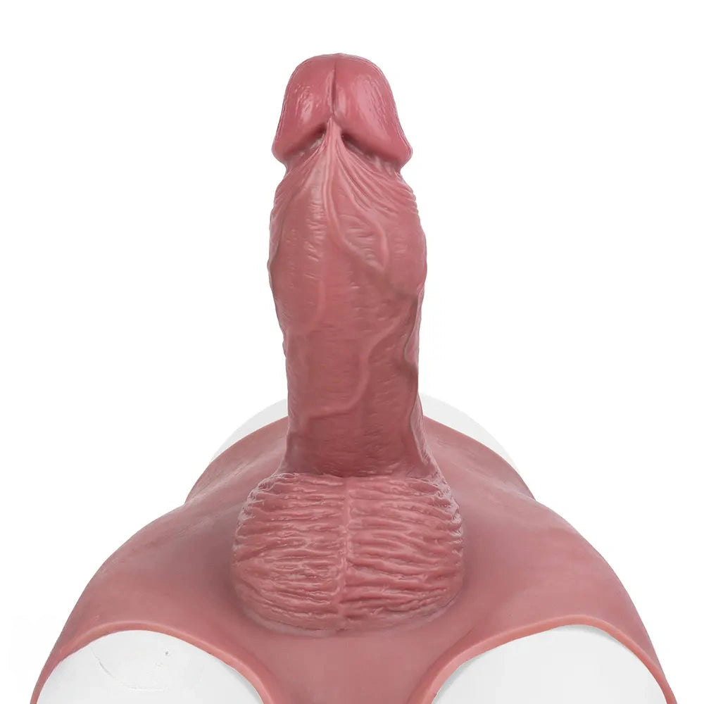 9.6in Hollow Leather Pants Strap on Dildo Liquid Silicone Dildo Sex Toy