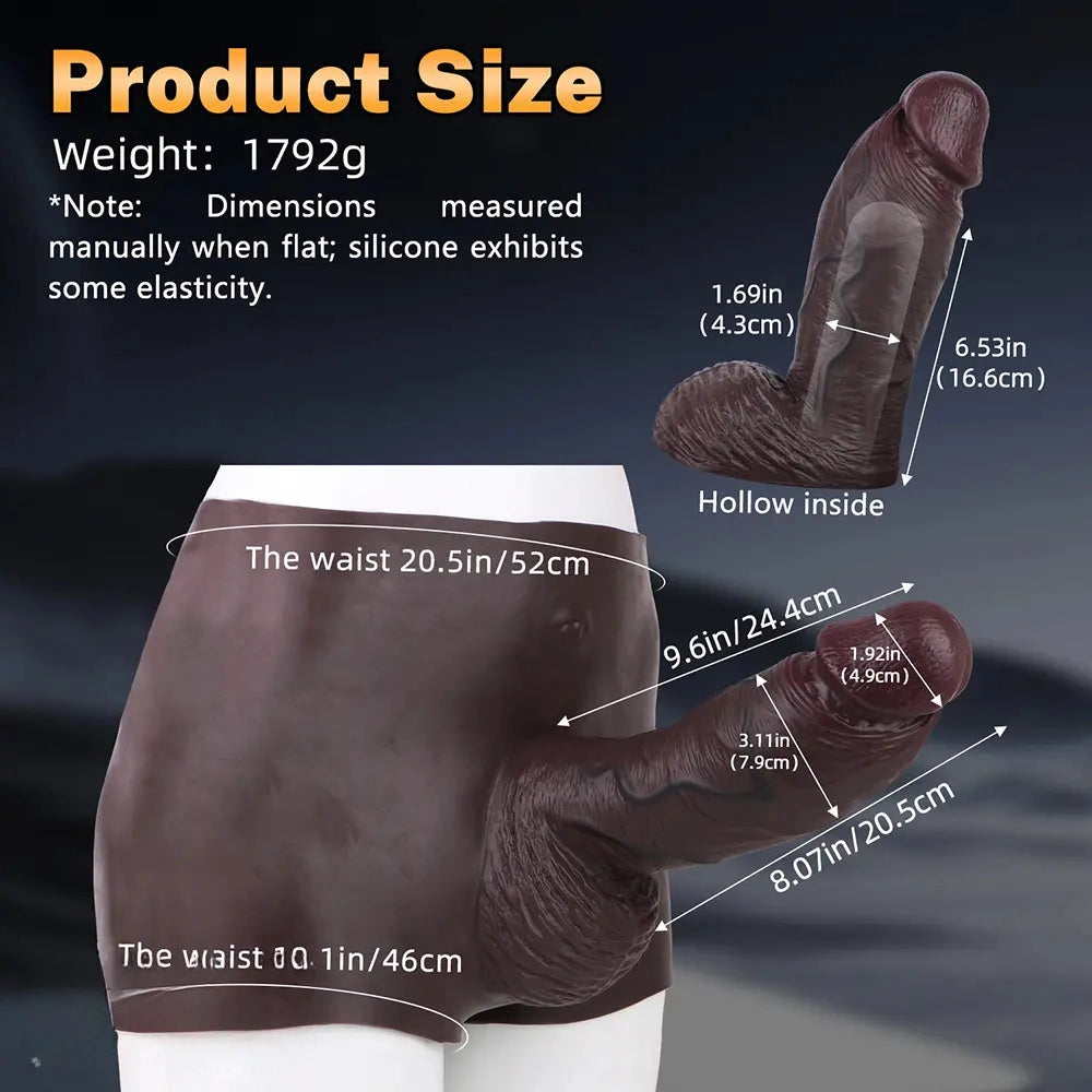 9.6in Hollow Soft Liquid Silicone Realistic Strap on Dildo Panty For Sex
