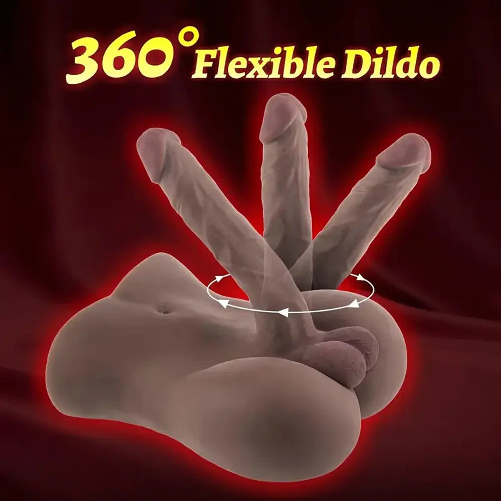 9.6in Male Dildo Sex Doll Torso With Flexible Dildo Realistic Big Cock