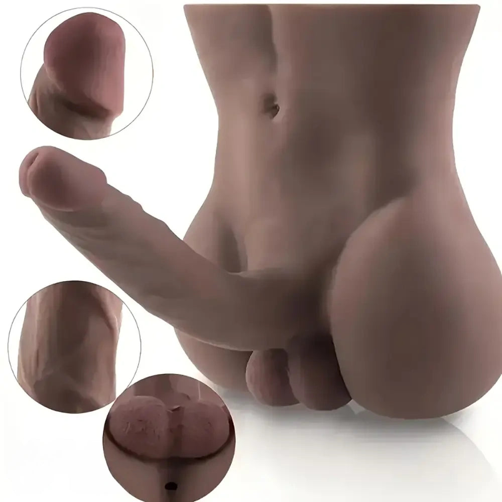 9.6in Male Dildo Sex Doll Torso With Flexible Dildo Realistic Big Cock