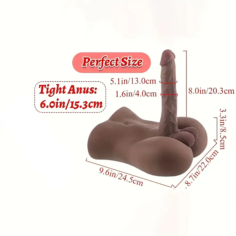 9.6in Male Dildo Sex Doll Torso With Flexible Dildo Realistic Big Cock