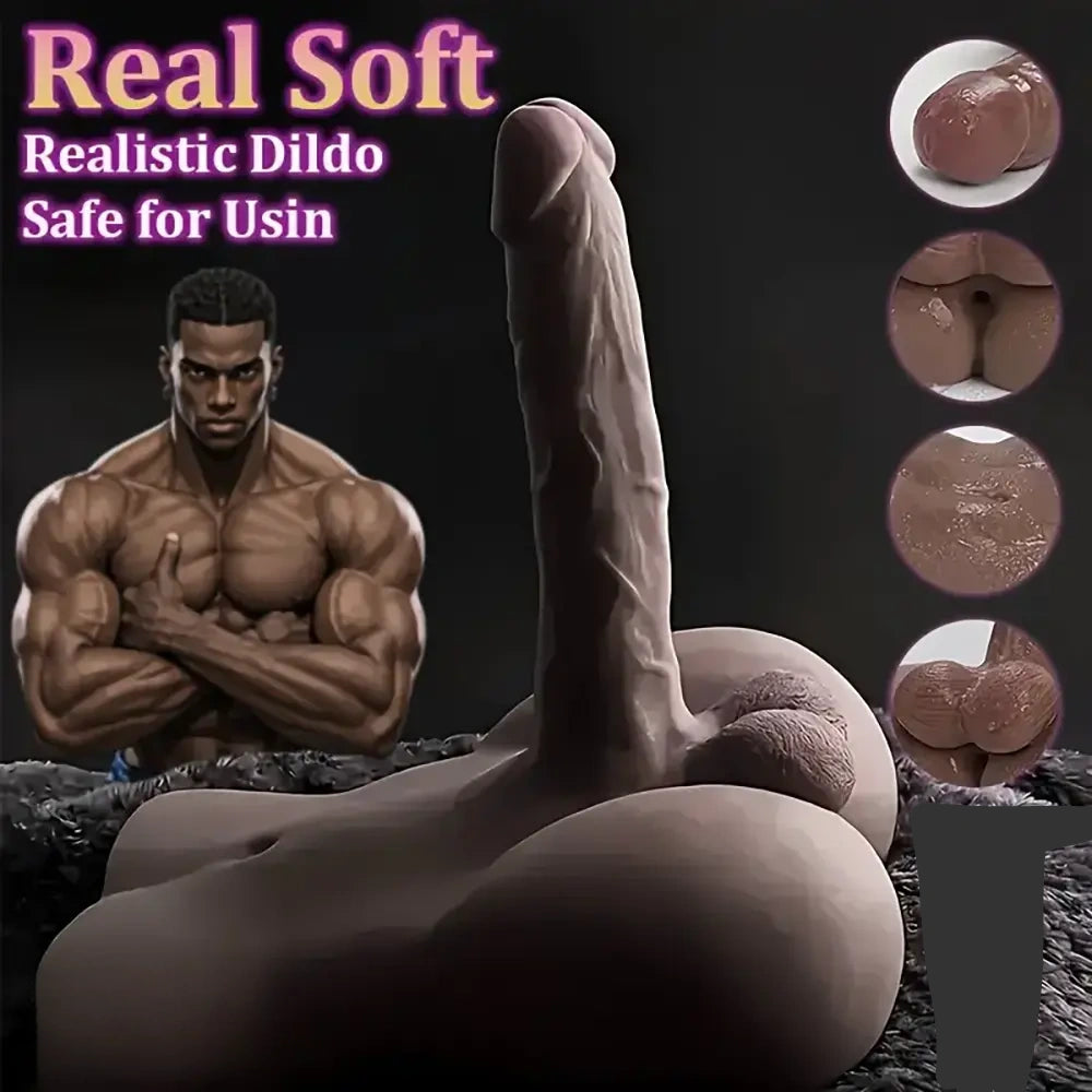 9.6in Male Dildo Sex Doll Torso With Flexible Dildo Realistic Big Cock